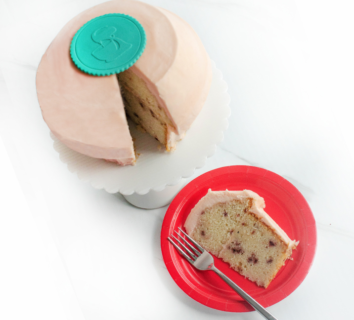 We bake our cupcakes fresh daily. (Shown: Giant Strawberry Cupcake cupcakes.)