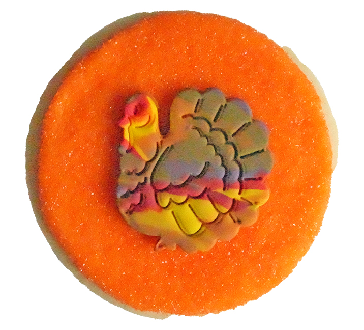 We bake our cupcakes fresh daily. (Shown: Thanksgiving Turkey Cookie cupcakes.)