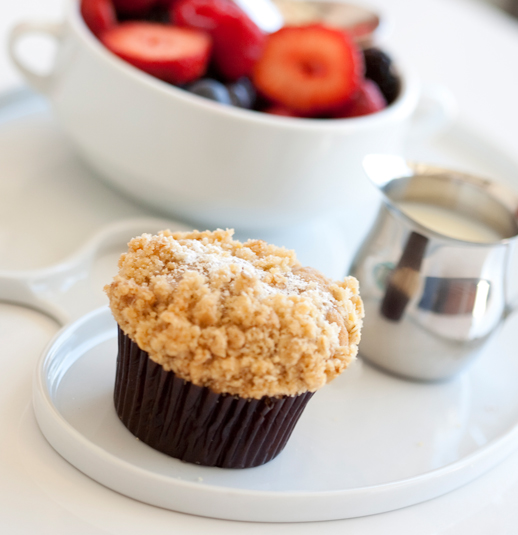 We bake our cupcakes fresh daily. (Shown: Mini Breakfast Almond Cranberry Struesel cupcakes.)